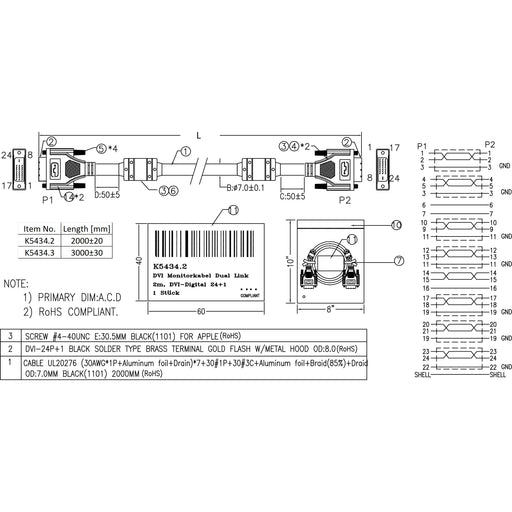 EFB-Elektronik - PC-Kabel DVI Monitorkabel Dual Link K5434.2 2xDVI-D 24+1 2m