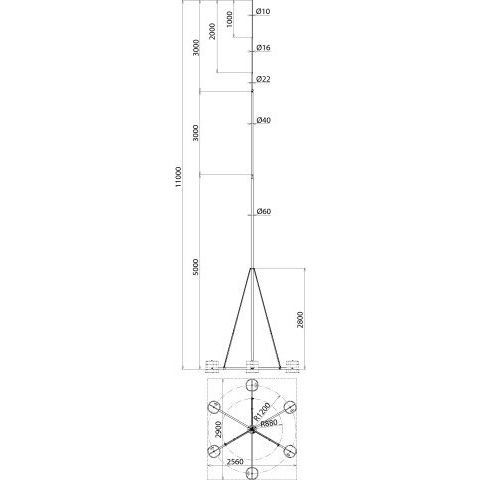 DEHN - Fangeinrichtung für Blitzschutz Fangstange FSD601011MALSBSSTTZN D60/10mm L11m