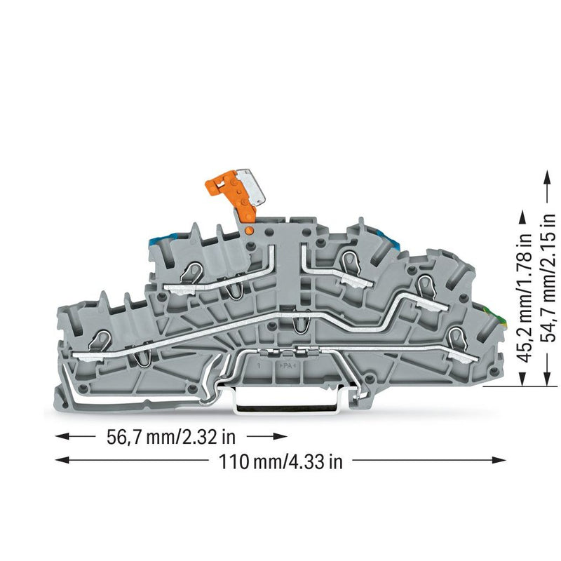 WAGO - Installations-Etagenklemme Installationsetagenklemme 2003-6641 4mm² grau NT/L/PE