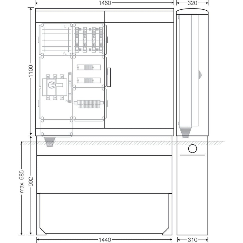 Hensel - Verteilerschrank für Energieversorgung Ladeverteiler Mi EV 22kW 4110 f.4 Ladep. a 22kW