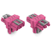 WAGO - Kompaktverteiler für steckbare Gebäudeinstallation T-Verteiler 3-polig 770-1713 Kod. B,pink − 50 Stück