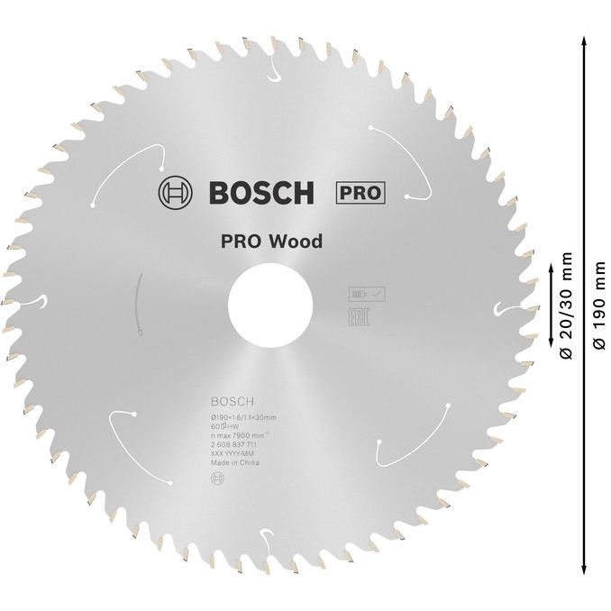 Bosch - Kreissägeblatt PRO Wood cordless 2608837711 Kreissägeblatt 190 x