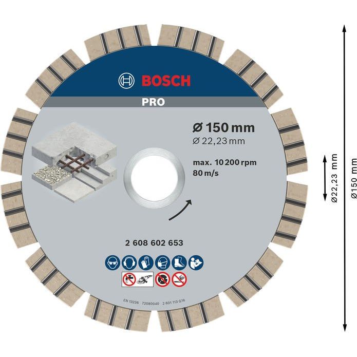 Bosch - Trenn-/Schleifscheibe Diamanttrennscheibe 2608602653 PRO Concrete