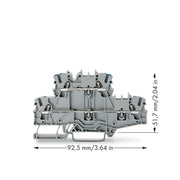 WAGO - Durchgangs-Reihenklemme Doppelstockklemme 2002-2703 L/N,grau − 50 Stück