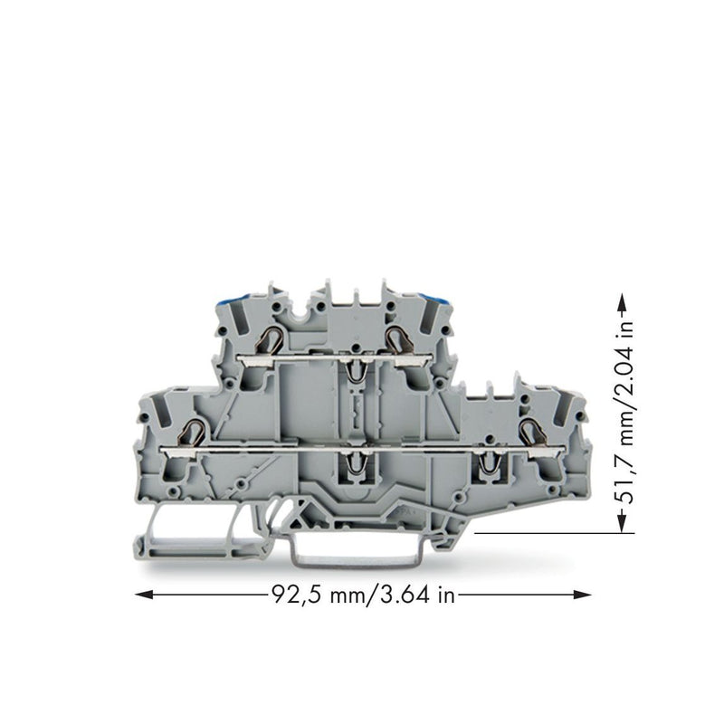 WAGO - Durchgangs-Reihenklemme Doppelstockklemme 2002-2703 L/N,grau − 50 Stück