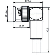 Telegärtner - Koax-Steckverbinder BNC Kabelwinkelstecker 100023308 cr/cr für RG 58(G1)