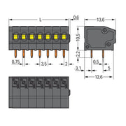 WAGO - Leiterplattenklemme THR-Leiterplattenklemme 805-306/200-604 Drücker,1,5mm²,sw − 55 Stück