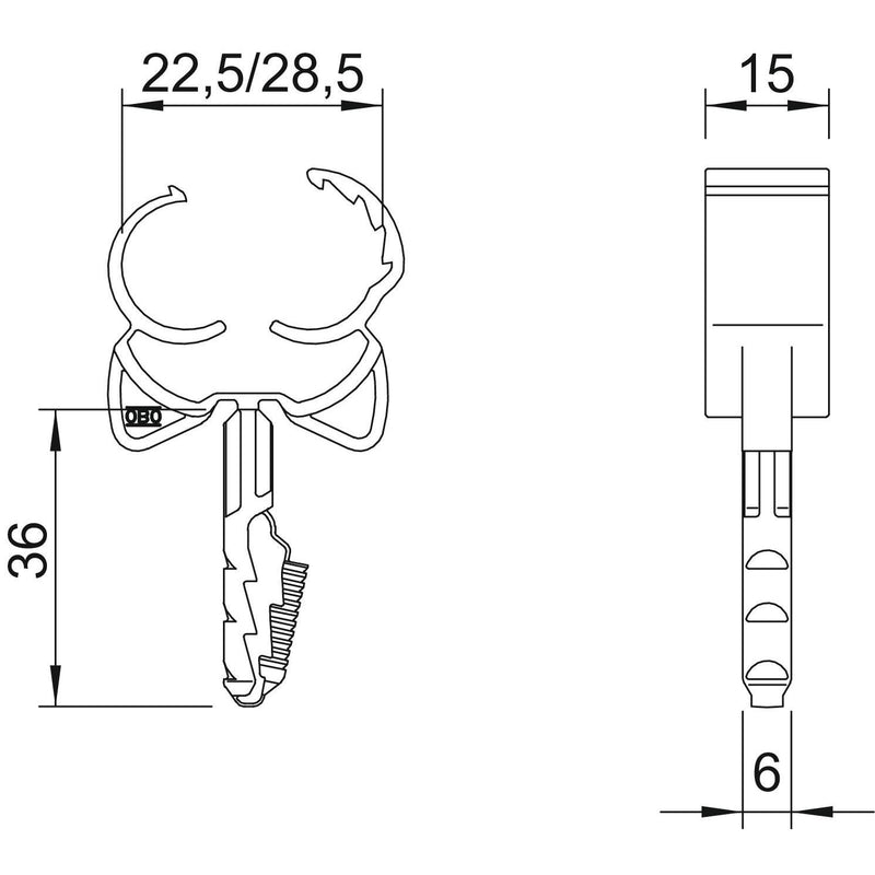 OBO Bettermann - Befestigungsschelle für Kabel/Rohre Klick-Snapschelle 1976 22-28 22,5-28,5mm − 100 Stück