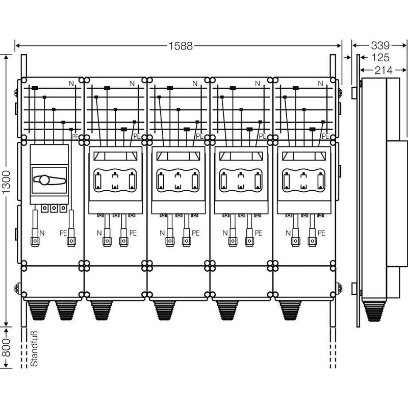 Hensel - Verteilerschrank für Energieversorgung Ladeverteiler Mi EV 200kW 4000 b. z. 4 Ladepunkte