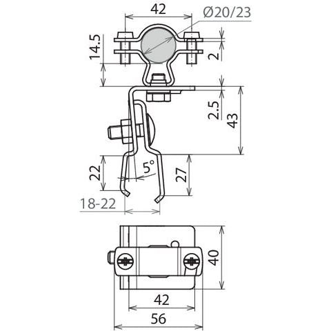 DEHN - Dachleitungshalter für Blitzschutz Dachleitungshalter DLH KF ZS 20 23 V2A für HVI-light-Ltg