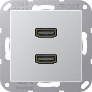 Jung - Multifunktions-Anschlussdose Multimedia-Anschluss alu MA A 1133 AL 2 x HDMI m.Tragring