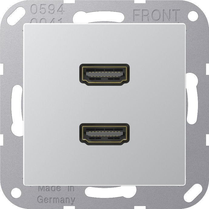Jung - Multifunktions-Anschlussdose Multimedia-Anschluss alu MA A 1133 AL 2 x HDMI m.Tragring