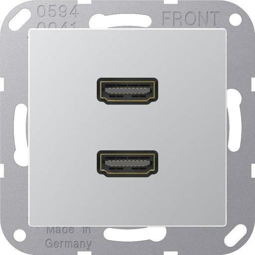 Jung - Multifunktions-Anschlussdose Multimedia-Anschluss alu MA A 1133 AL 2 x HDMI m.Tragring
