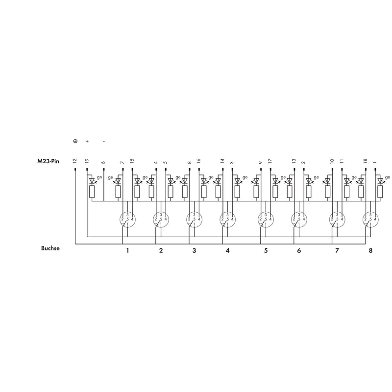 WAGO - Passiver Sensor-/Aktor-Verteiler (ohne Leitung) M12-Sensor-/-Aktorbox 757-185 8-fach,5-polig − 1 Stück
