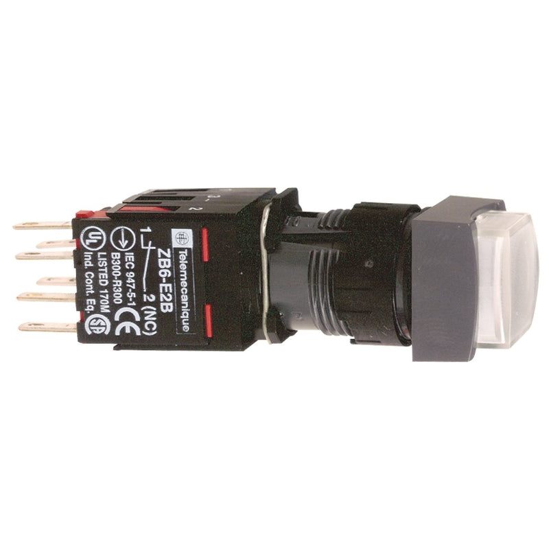 Schneider Electric - Drucktaster, Komplettgerät Leuchtdrucktaster, weiß XB6CE1B5B o. Rast., 24V, 1S+1Ö