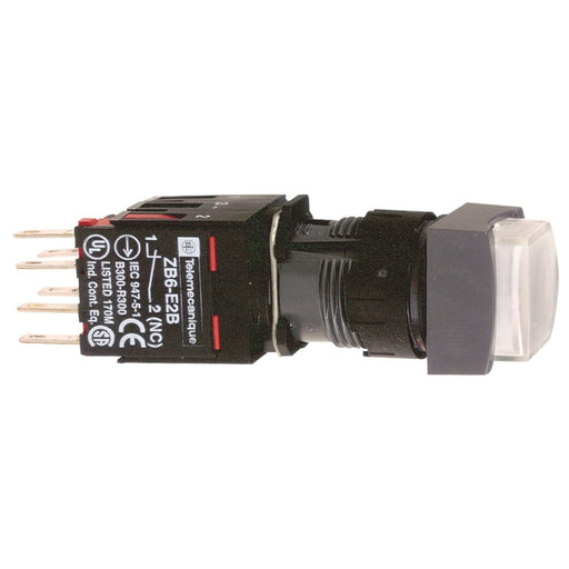 Schneider Electric - Drucktaster, Komplettgerät Leuchtdrucktaster, weiß XB6CE1B5B o. Rast., 24V, 1S+1Ö