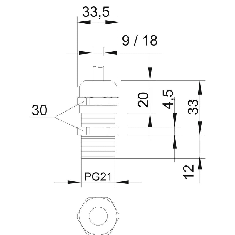 OBO Bettermann - Kabelverschraubung V-TEC L PG21 MS mit langem Anschluss − 25 Stück