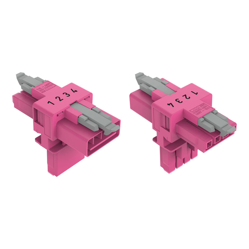 WAGO - Kompaktverteiler für steckbare Gebäudeinstallation T-Verteiler 4-polig 890-1633 Kod. B,pink − 25 Stück