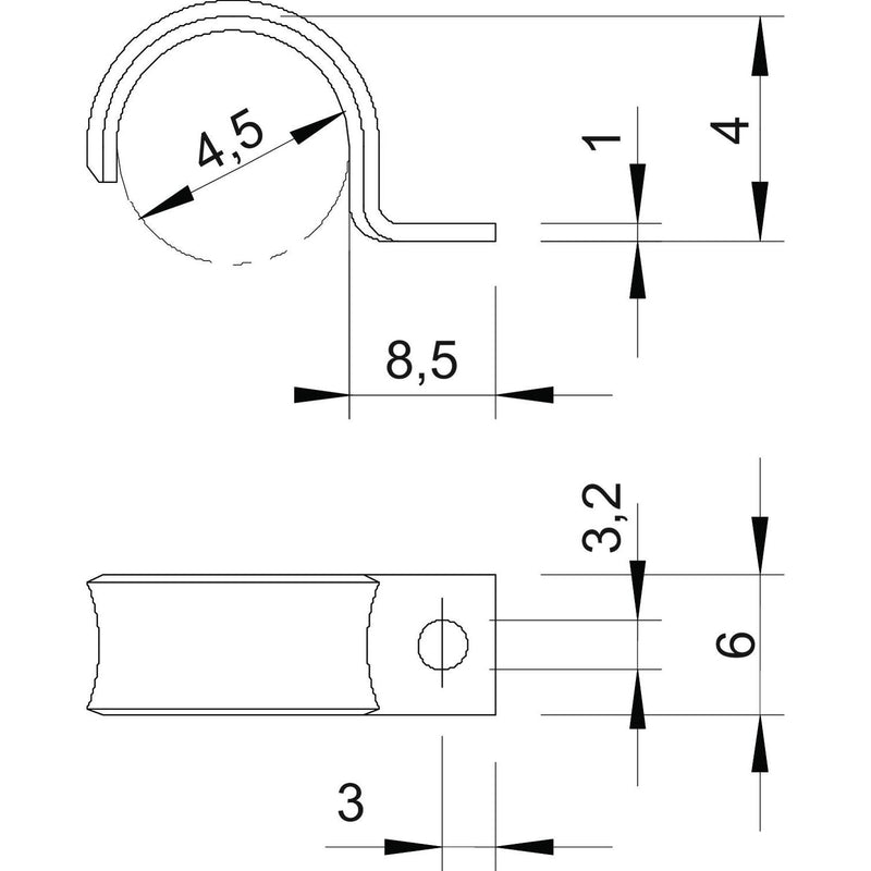 OBO Bettermann - Befestigungsschelle für Kabel/Rohre Leitungsschelle WN 7855 A 4.5 ge.chromat. − 100 Stück