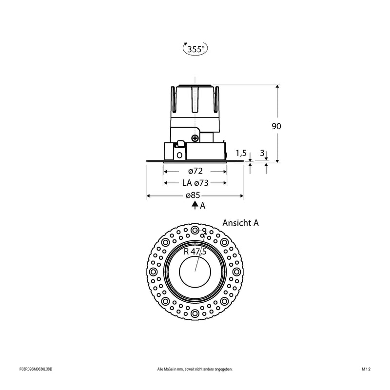 EVN Lichttechnik - Downlight/Strahler/Flutlicht LED-Einbauleuchte modular F03R09SM0630L38D Konfigurationstype