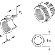 HKL - Kabelverschraubung Adapter 1897P09M20 Pg9/M20 PA − 50 Stück