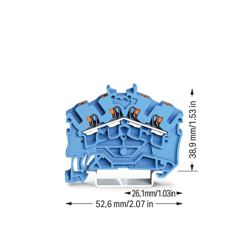 WAGO - Durchgangs-Reihenklemme 4-Leiter-Durchgangsklemme 2202-6404 mit Drücker,2,5 mm² − 100 Stück