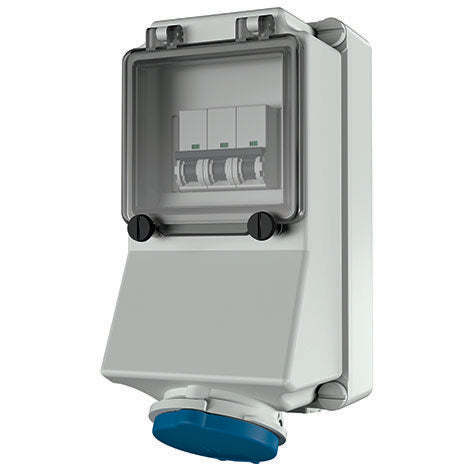 Mennekes - CEE-Steckdose abschaltbar, abgesichert (IEC 60309) Wanddose 7119 16A,3p,6h,230V,IP44