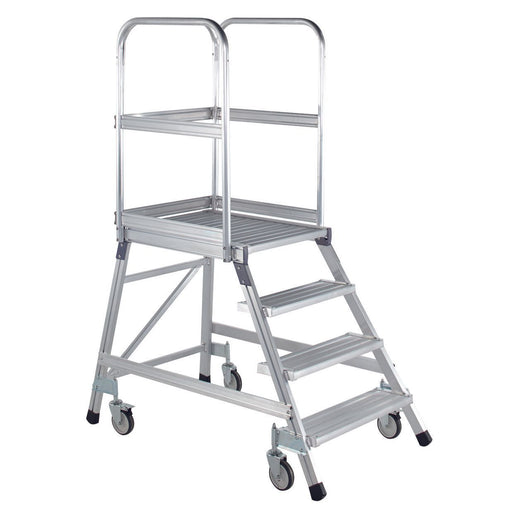 ILLER-LEITER - Stufenleiter Podestleiter fahrbar 46388 einseit.5 Alu-Stufen