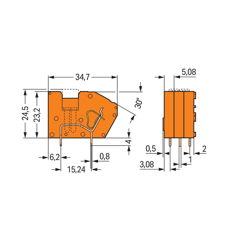WAGO - Leiterplattenklemme Anreihbare Leiterplattenk. 742-126 2,5 mm²,orange − 300 Stück