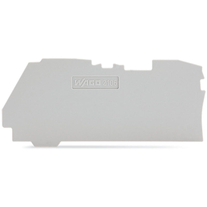 WAGO - Abschluss- und Zwischenplatte für Reihenklemme Abschluss Zwischenplatte 2106-1291 1 mm dick, grau − 25 Stück