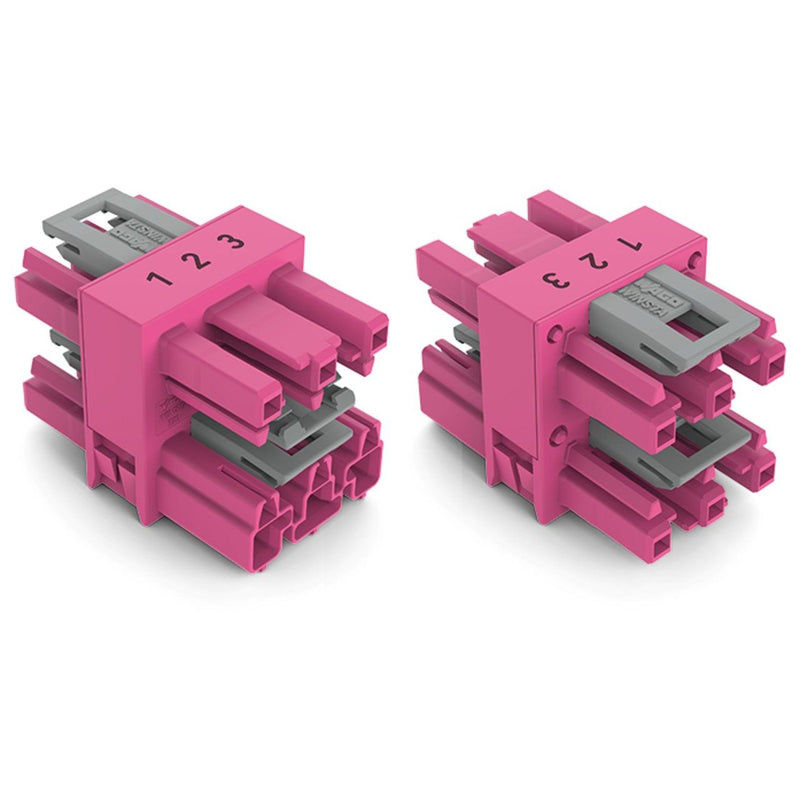 WAGO - Kompaktverteiler für steckbare Gebäudeinstallation 3-fach-Verteiler 3-polig 770-1716 Kod. B,pink − 50 Stück