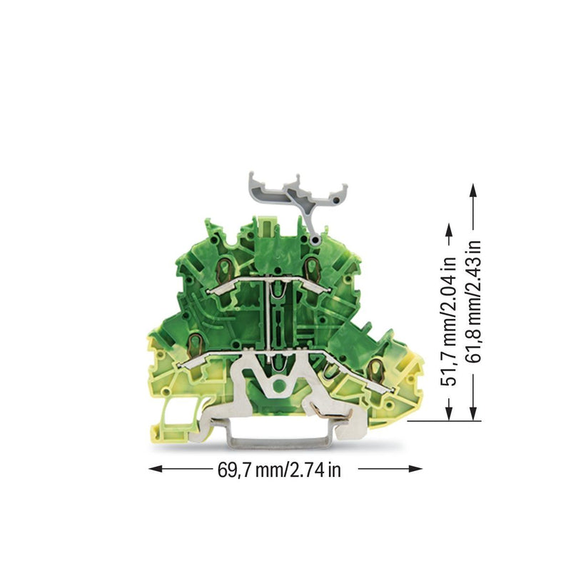 WAGO - Schutzleiter-Reihenklemme Doppelstockklemme 2000-2237 − 50 Stück