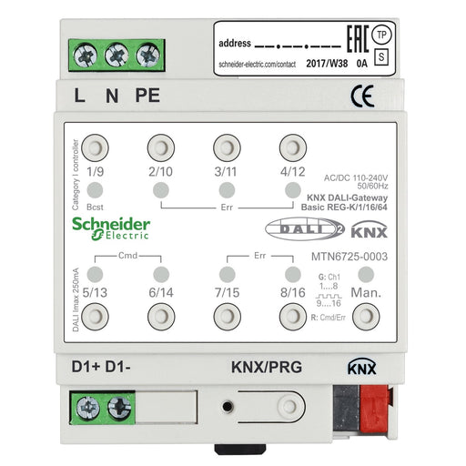 Schneider Electric - Bussystem-Systemschnittstelle/Medien-Gateway KNX DALI-Gateway Basic MTN6725-0003 REG-K/1/16/64 1Kanal − 1 Stück