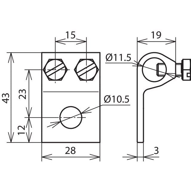 DEHN - Anschlussklemme für Blitzschutz Klemmschuh KS 7.10 B10.5 AL Al m.Bohrung D 10,5