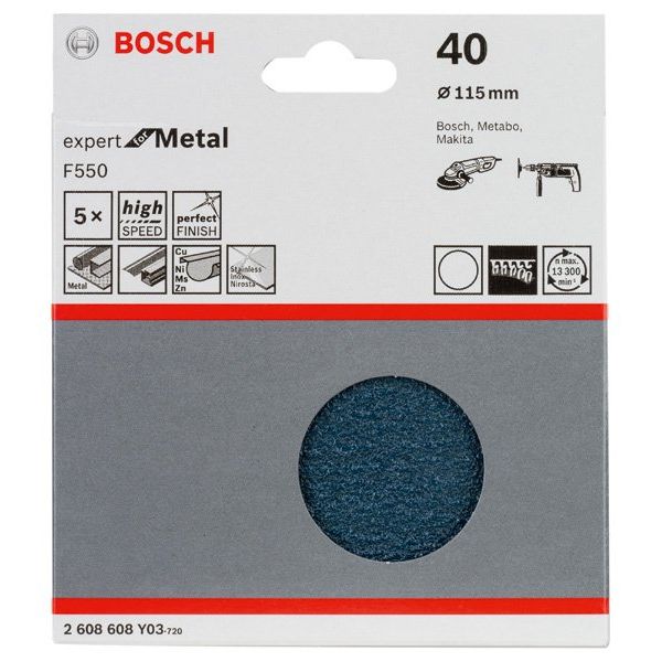 Bosch - Schleifpapier/Schleifvlies Schleifblatt F550, Expert 2608608Y03 for Metal 115 mm 40