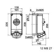 Bals Elektrotech - CEE-Steckdose abschaltbar, abgesichert (IEC 60309) Wandsteckdose abschaltbar 16050 verriegelt 32A 4p 4