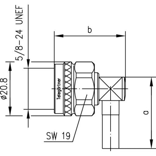 Telegärtner - Koax-Steckverbinder N-Winkelstecker cr AG/TA 100023954 G37 (2.7/7.25)