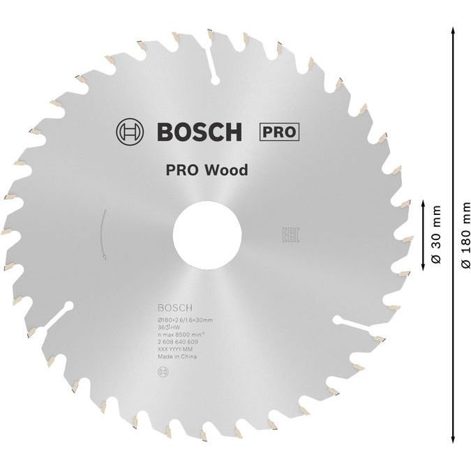 Bosch - Kreissägeblatt PRO Wood Kreissägeblatt, 2608640609 180 x 2,6 x 30 mm
