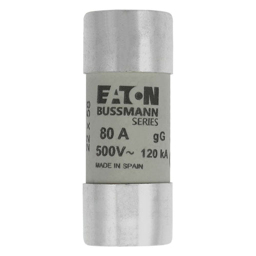 Eaton - Zylindrische Sicherung Sicherungseinsatz Nieders. CYL GG 22,#C22G80S 80A AC 500V 120kA − 10 Stück