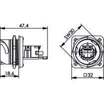 Telegärtner - Modularer Steckverbinder STX V1 Flanschset 100007414 RJ45 Jack Cat.6 M