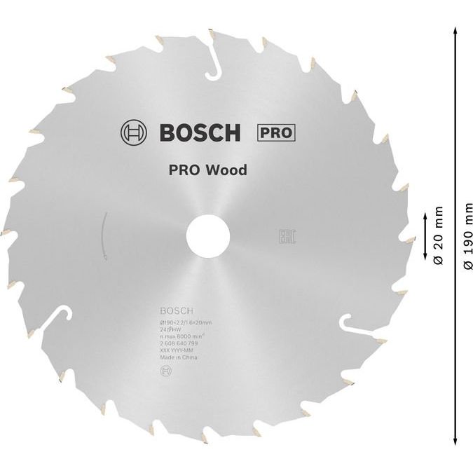 Bosch - Kreissägeblatt PRO Wood Kreissägeblatt, 2608640799 190 x 2,4 x 20 mm