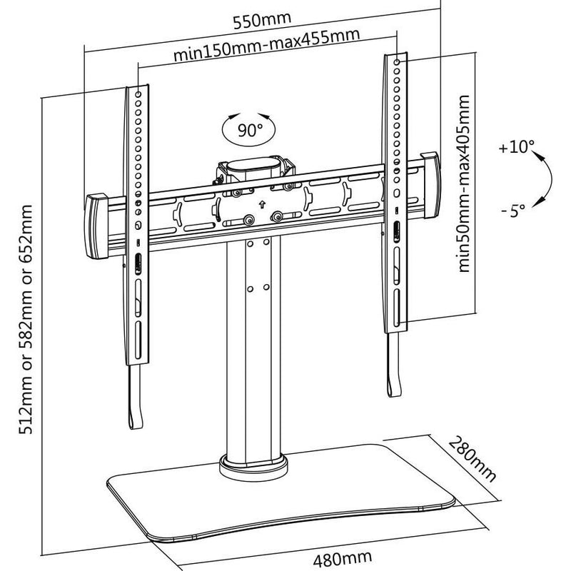 E+P Elektrik - Halterung für Audio-/Videosysteme TV-Standfuß TH 144 81-119cm,32-47Zoll
