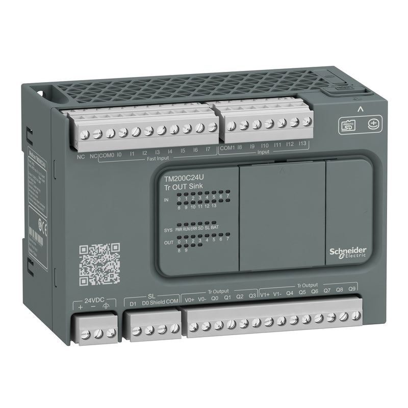 Schneider Electric - SPS-Grundgerät M200 24I/O, Dc24, 14 In, TM200C24U 10 Out Tr. Npn − 1 Stück