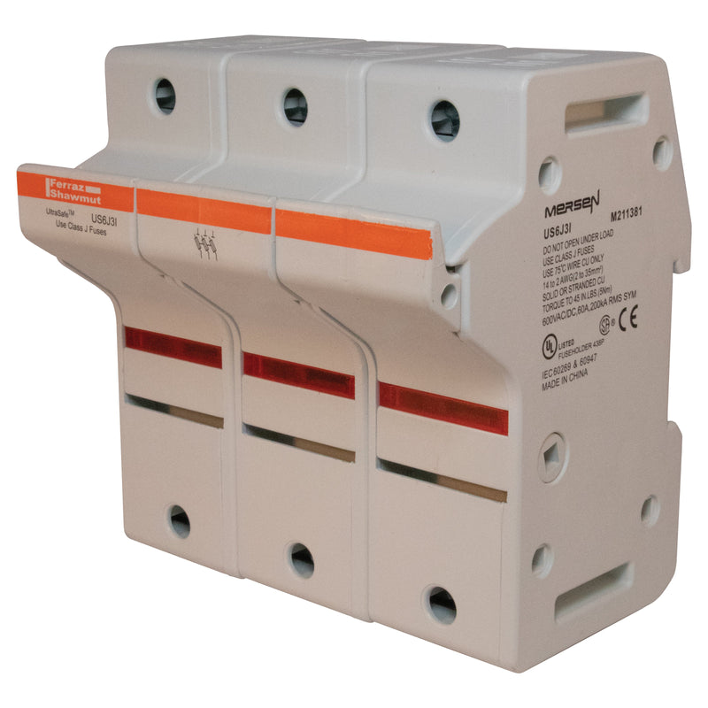 Mersen - Halter für zylindrische Sicherung Sicherungshalter J ULTRA US6J3I SAFE 60A 3-polig − 2 Stück