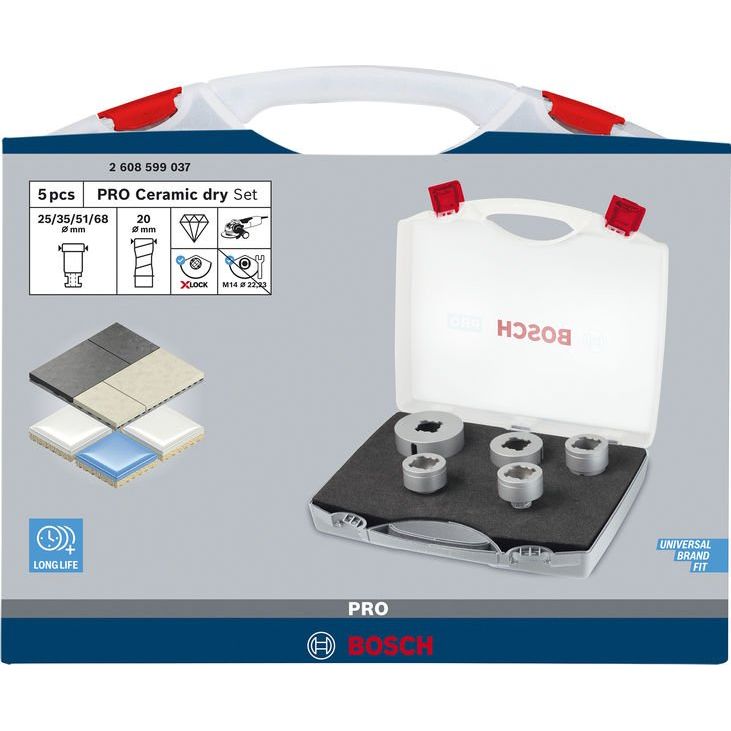 Bosch - Bohrkronenset PRO Ceramic dry X-Lock 2608599037 Bohrkronen-Set 68x33