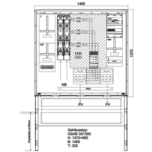 GSAB Elektrotechnik - Zähler-Komplettschrank Wandlermessung 48.W630.AR-01 eNetz Südhessen 630A