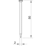OBO Bettermann - Nagel Stahlnadel gehärtet 362 50 BK 2x50mm Stahl blank − 100 Stück