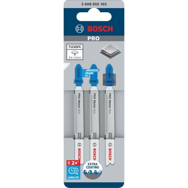 Bosch - Stichsägeblatt PRO Metal thin T121GFC 2608655103VE(3) Stichsägeblatt 92 mm