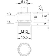OBO Bettermann - Kabelverschraubung 162 MS M12 mit Einschnittring − 50 Stück