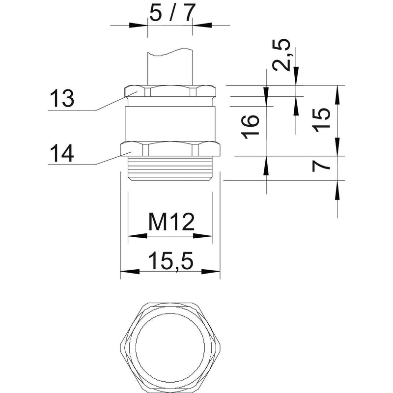 OBO Bettermann - Kabelverschraubung 162 MS M12 mit Einschnittring − 50 Stück